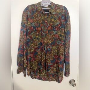 GENERRA Men's Collective Multicolor Floral Dress Shirt Vtg